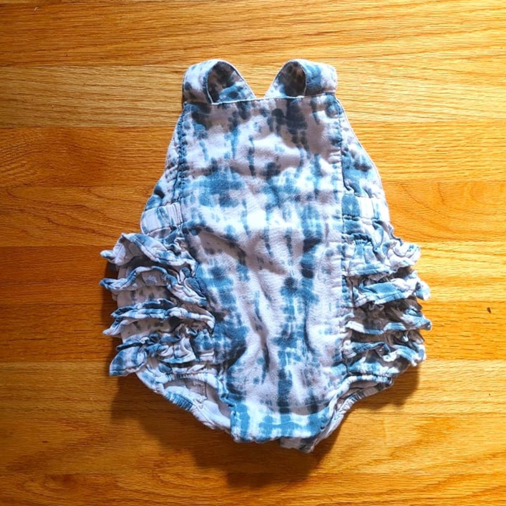 Kate Quin 6-12 Month Tie-Dye Side Ruffle Bubble Romper
